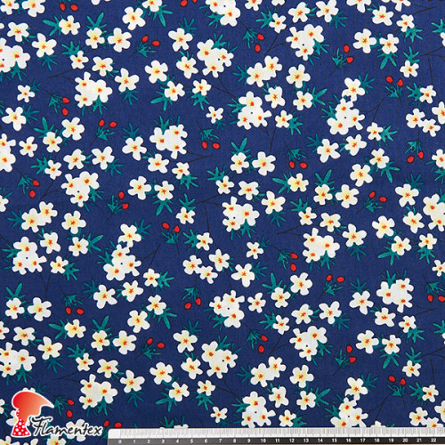 Tejido de algodón estampado de flores.