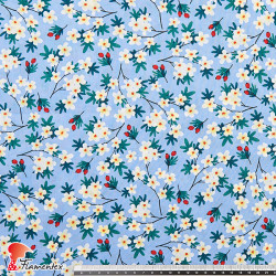 Tejido de algodón estampado de flores.