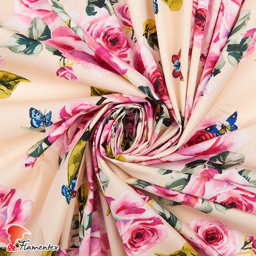 Tejido de algodón con estampado de flores.