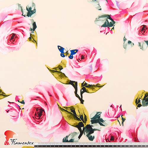 Tejido de algodón con estampado de flores.