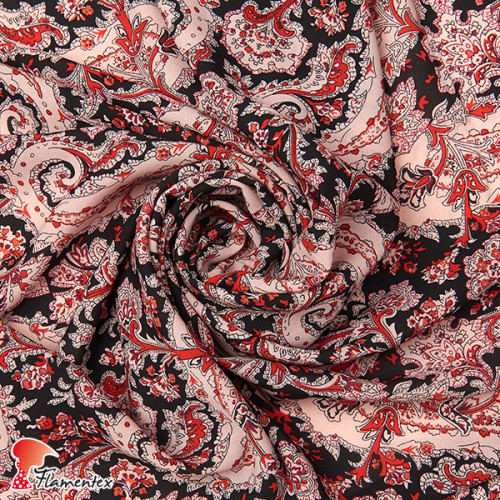 Tejido de gasa con estampado de cachemir.
