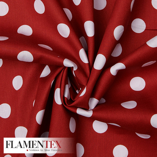 Tejido de algodón estampado con lunares de 2 cm.