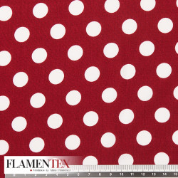 Viscosa. Tejido fino con mucha caída y estampado de lunares de 1,50 cm.