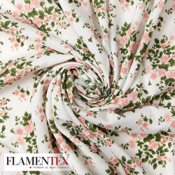 Viscosa. Tejido fino con mucha caída. Estampado de flores pequeñas.