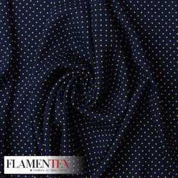 Viscosa. Tejido fino con mucha caída. Estampado de lunares pequeños 0,10 cm.
