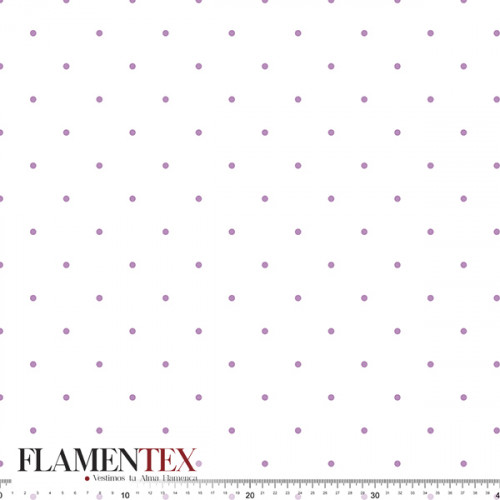 Tejido de apariencia de lino. Estampado de lunares de 5 mm.