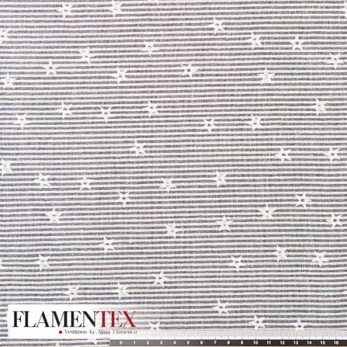 VERONA. Tejido de rayas estampado con estrellas.