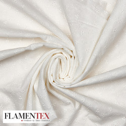 Tejido de batista de algodón, bordada y perforada.