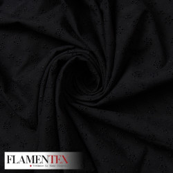 Tejido de batista de algodón, bordada y perforada.