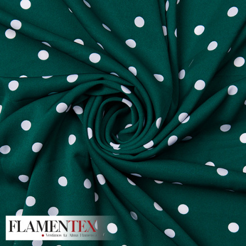 Tela de crespón con estampado de lunares de 1,00 cms.
