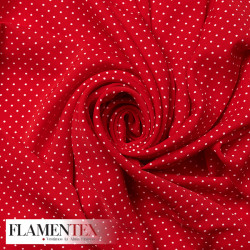 Tejido de crespón suave con elastano. Estampado de lunares de 2,00 mm.