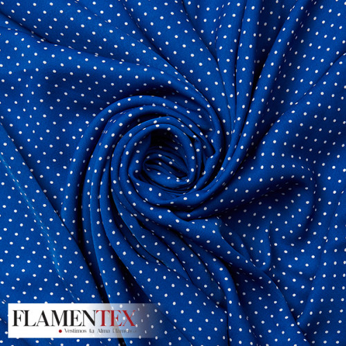 Tejido de crespón suave con elastano. Estampado de lunares de 2,00 mm.