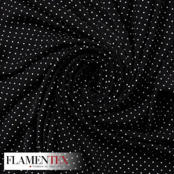 Tejido de crespón suave con elastano. Estampado de lunares de 2,00 mm.