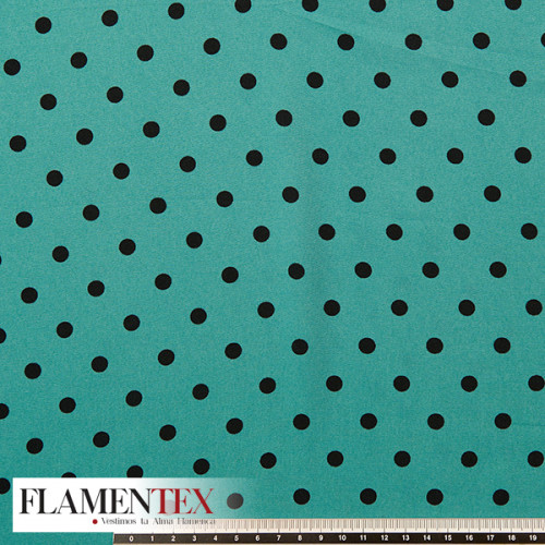 Tejido de crespón suave con elastano. Estampado de lunares de 0,80 cm.