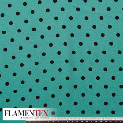 Tejido de crespón suave con elastano. Estampado de lunares de 0,80 cm.