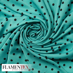 Tejido de crespón suave con elastano. Estampado de lunares de 0,80 cm.