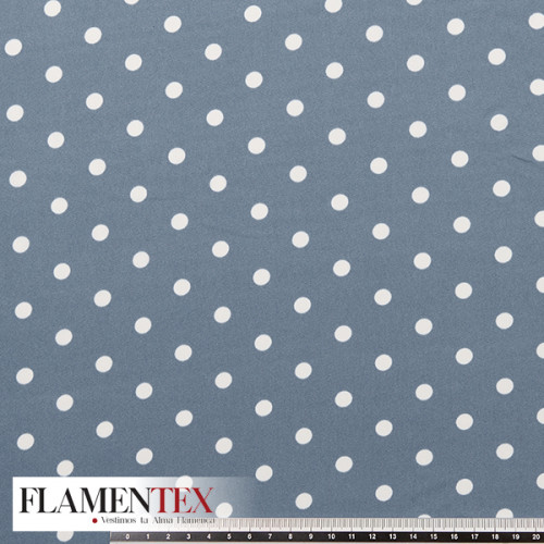 Tejido de crespón suave con elastano. Estampado de lunares de 0,80 cm.