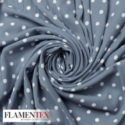 Tejido de crespón suave con elastano. Estampado de lunares de 0,80 cm.