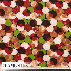 Tejido suave con elastano. Estampado de lunares entrelazados y sobrepuestos.