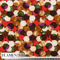 Tejido suave con elastano. Estampado de lunares entrelazados y sobrepuestos.