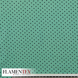 Tejido suave con elastano. Estampado de lunares de 4 mm.