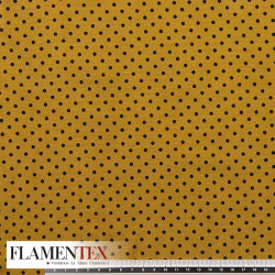 Tejido suave con elastano. Estampado de lunares de 4 mm.