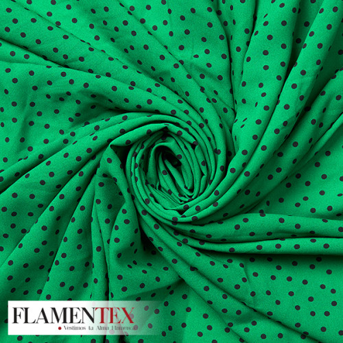 Tejido finito estampado con lunares de 4,00 mm.