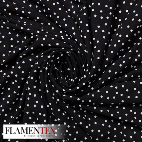 Tejido finito estampado con lunares de 4,00 mm.