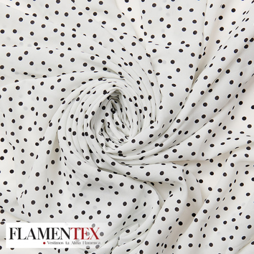 Tejido finito estampado con lunares de 4,00 mm.
