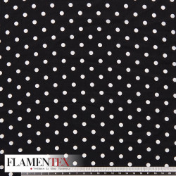 Tejido finito estampado con lunares de 0,60 cm.