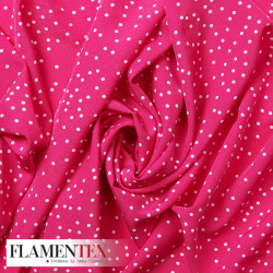 Tejido suave con caída y estampado de lunares pequeños desordenados de 0,30 cm.