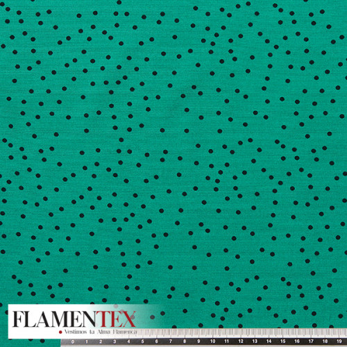 Tejido suave con caída y estampado de lunares pequeños desordenados de 0,30 cm.