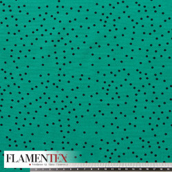 Tejido suave con caída y estampado de lunares pequeños desordenados de 0,30 cm.