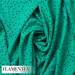 Tejido suave con caída y estampado de lunares pequeños desordenados de 0,30 cm.