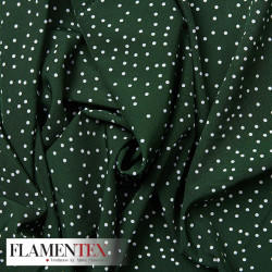 Tejido suave con caída y estampado de lunares pequeños desordenados de 0,30 cm.