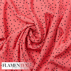 Tejido suave con caída y estampado de lunares pequeños desordenados de 0,30 cm.