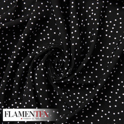 Tejido suave con caída y estampado de lunares pequeños desordenados de 0,30 cm.