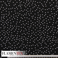 Tejido suave con caída y estampado de lunares pequeños desordenados de 0,30 cm.