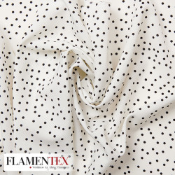 Tejido suave con caída y estampado de lunares pequeños desordenados de 0,30 cm.
