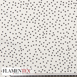 Tejido suave con caída y estampado de lunares pequeños desordenados de 0,30 cm.