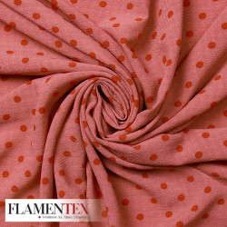 Tejido arrugado estampado con lunares de 0,90 cm.