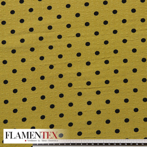 Tejido arrugado estampado con lunares de 0,90 cm.