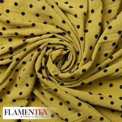 Tejido arrugado estampado con lunares de 0,90 cm.