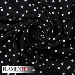 Tejido arrugado estampado con lunares de 0,90 cm.