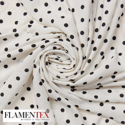 Tejido arrugado estampado con lunares de 0,90 cm.