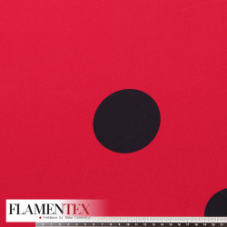 Tejido tipo georgette. Estampado de lunares de 7,50 cm.