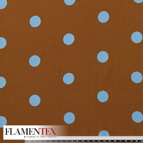 Tejido tipo georgette. Estampado de lunares de 2,00 cm.