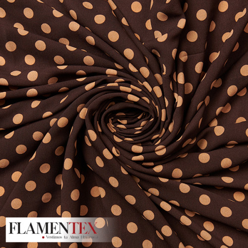 Tejido tipo georgette. Estampado de lunares de 1,00 cm.