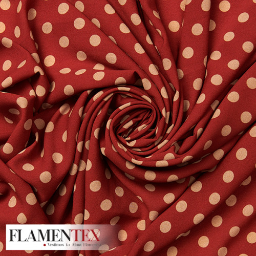 Tejido tipo georgette. Estampado de lunares de 1,00 cm.
