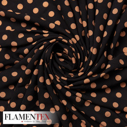 Tejido tipo georgette. Estampado de lunares de 1,00 cm.